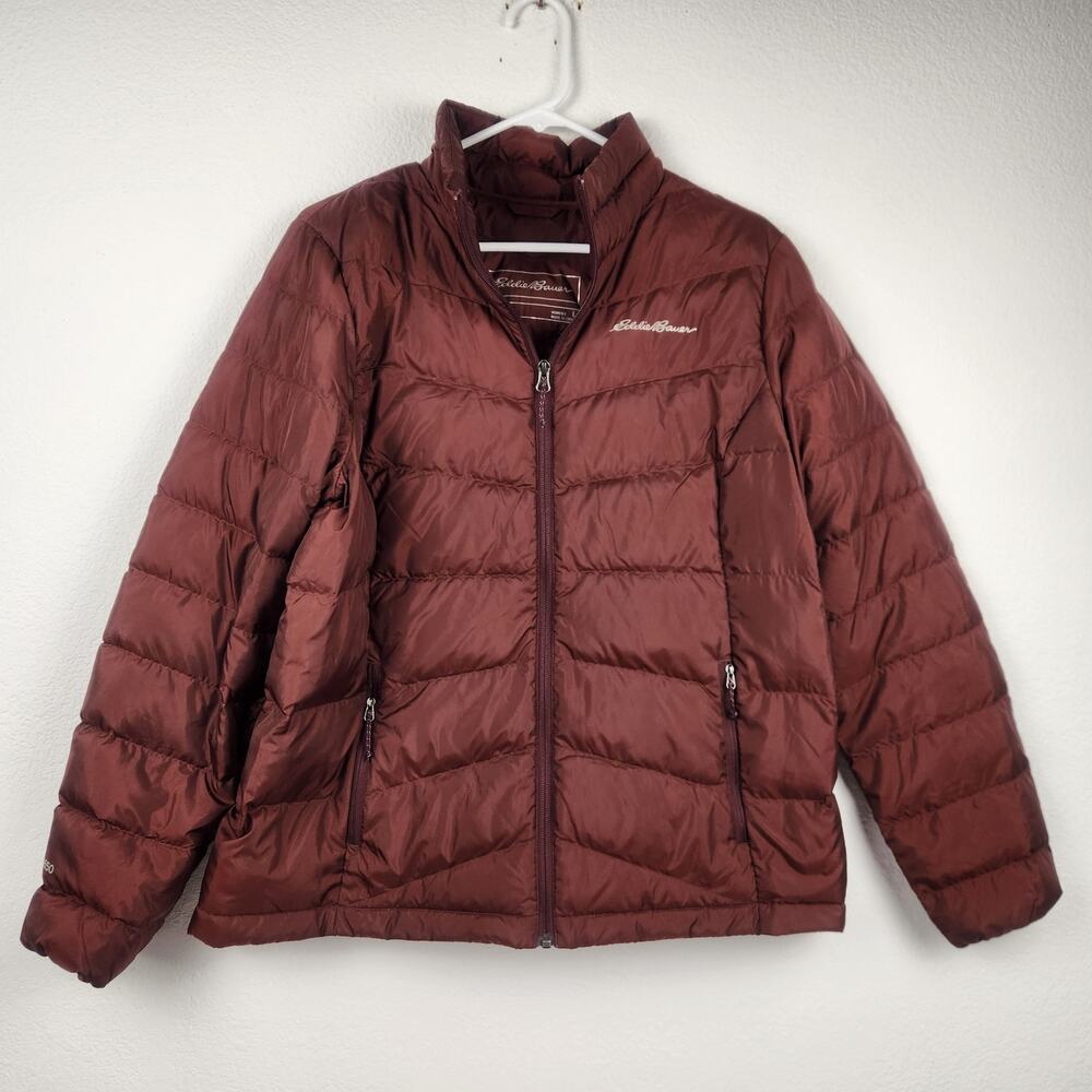 Eddie Bauer Chevron Down Jacket EB650 Women's Large Brown/Burgundy